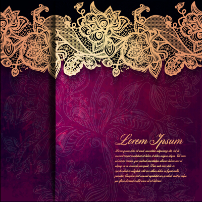 Vintage lace ornate background vector material 04