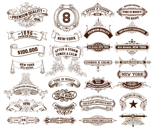 Vintage ribbons labels design graphics
