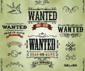Vintage style wanted vector templates material 02