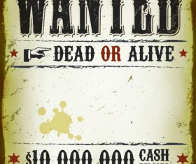 Vintage style wanted vector templates material 03