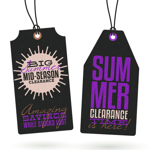 Vintage summer discount sale tags vector material 01