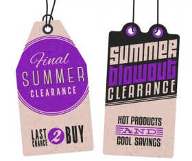 Vintage summer discount sale tags vector material 04