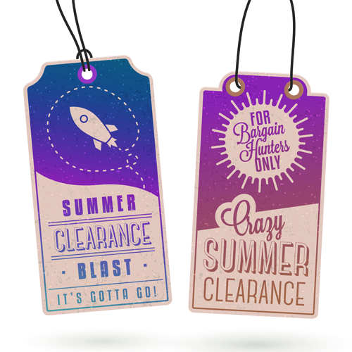 Vintage summer discount sale tags vector material 05