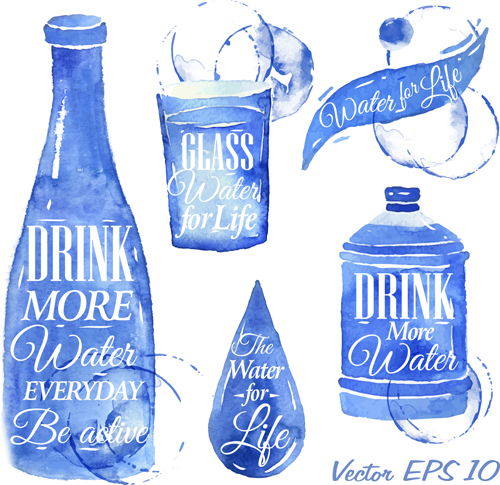 Water design elements watercolor vector