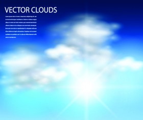 White clouds and sun vector background