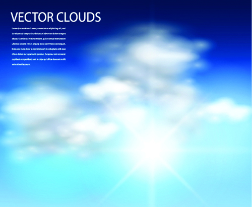 White clouds and sun vector background