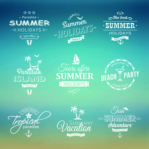 White summer holiday labels vector 01