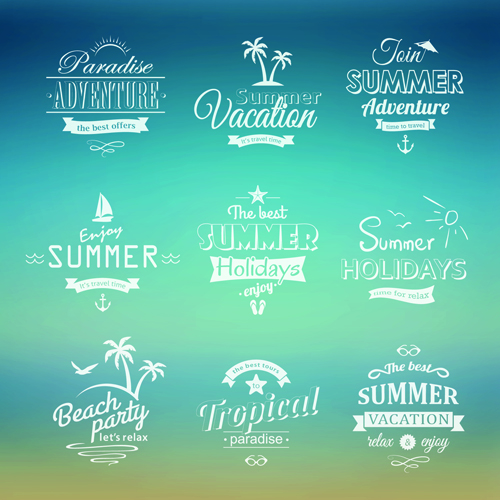 White summer holiday labels vector 02