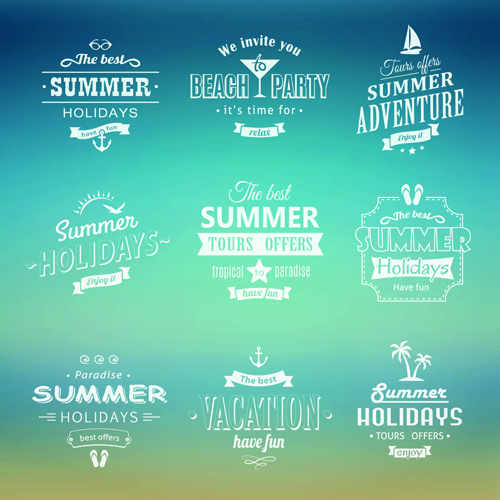 White summer holiday labels vector 03