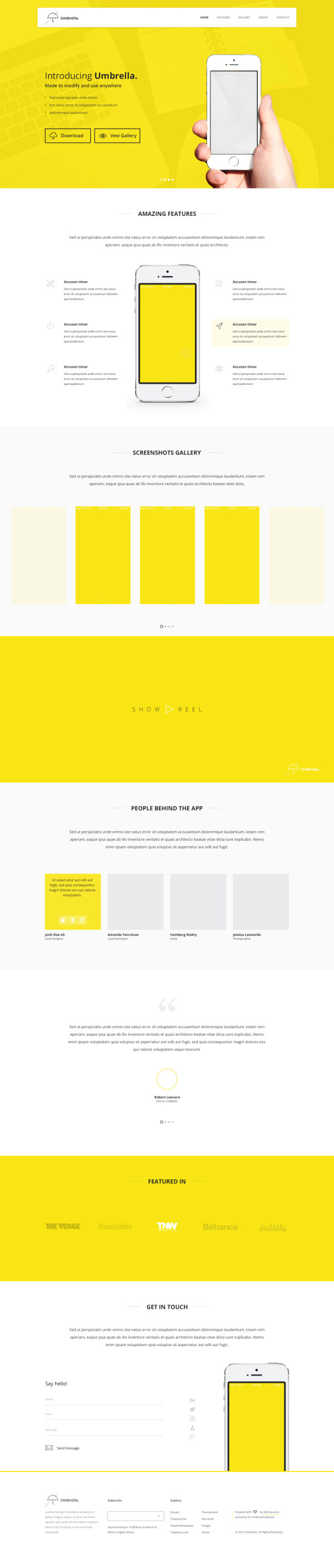 Yellow style website template creative design