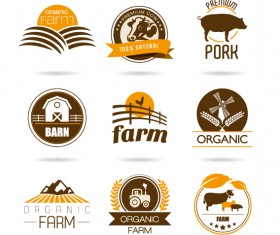 brown style farm labels and logos vector