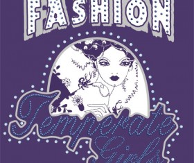 fashion girl cover design vector material