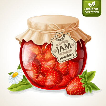 jam with jar design vector material 01