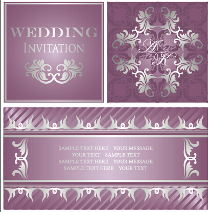 luxurious floral wedding invitations vector design 02