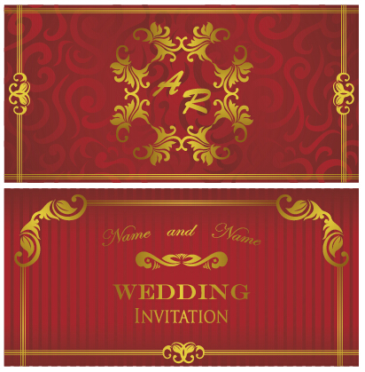 luxurious floral wedding invitations vector design 04