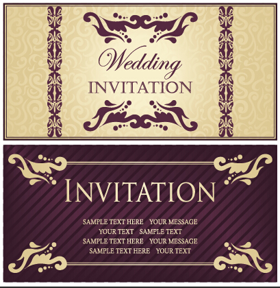 luxurious floral wedding invitations vector design 05