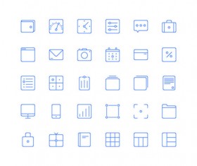 30 Kind blue line icons vector