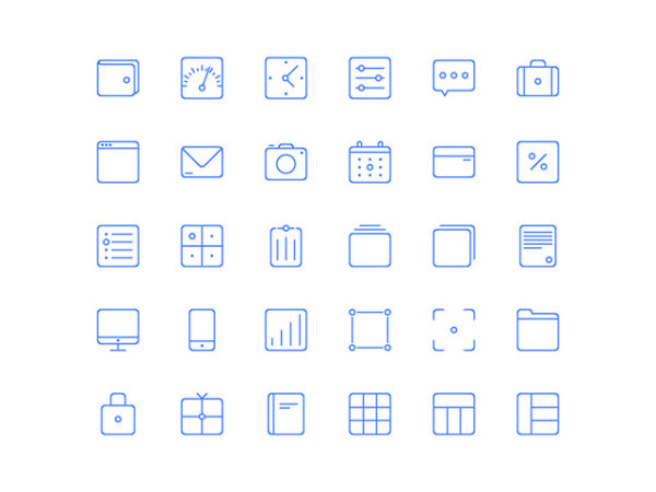 30 Kind blue line icons vector