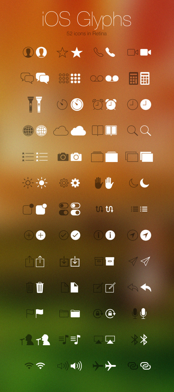 50 kind IOS glyphs icons psd