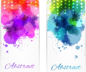 Abstract banners with watercolor vector 03