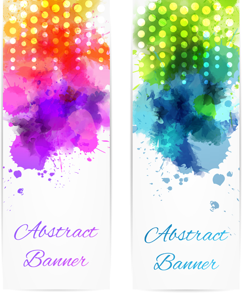 Abstract banners with watercolor vector 03