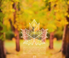 Autumn leaf outline with blurred background vector 04