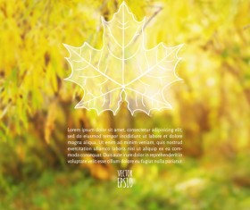 Autumn leaf outline with blurred background vector 05