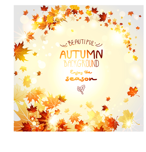 Beautiful autumn leaves background creative vector 03