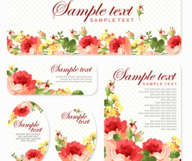 Beautiful flower cards kit vector material 01