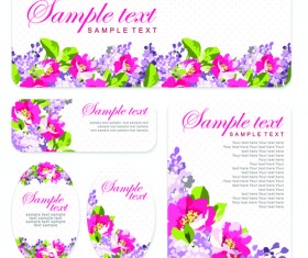 Beautiful flower cards kit vector material 02