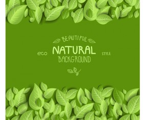Beautiful green leaves natural background vector 02