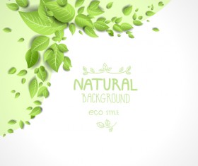 Beautiful green leaves natural background vector 03