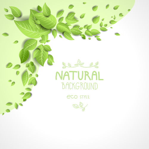 Beautiful green leaves natural background vector 03
