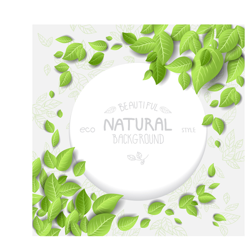 Beautiful green leaves natural background vector 04