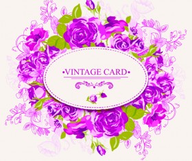 Beautiful roses with vintage cards creative vector 01