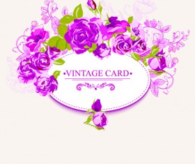 Beautiful roses with vintage cards creative vector 03