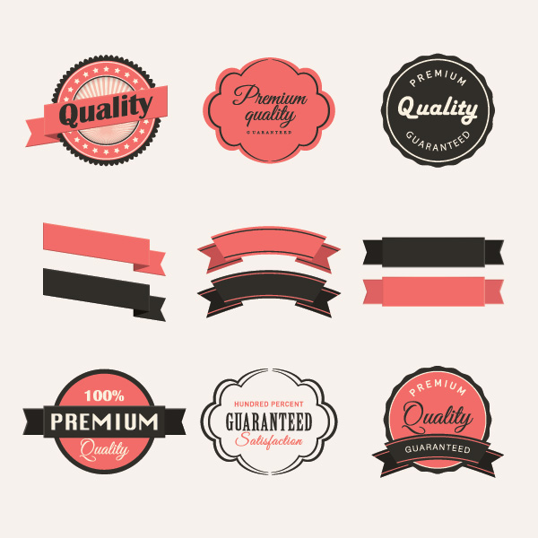 Blank ribbon with retro labels vector material