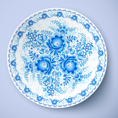 Blue and white porcelain creative design vector 01