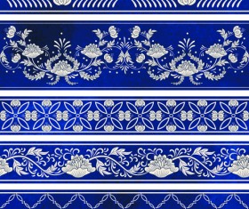 Blue decorative ornaments russian style vector 01