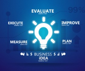 Blue style business idea template vector