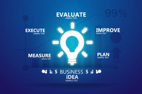 Blue style business idea template vector