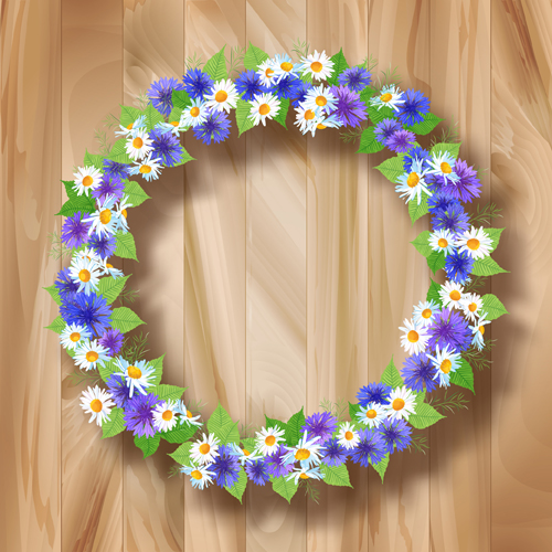 Blue with white flower garland vector free download