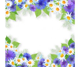 Blue with white flowers frame background vector