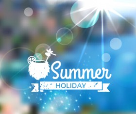 Blurred summer elements background vector material 06