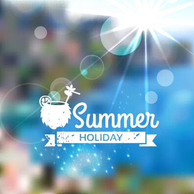 Blurred summer elements background vector material 06