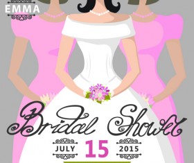 Bride with wedding invitation vector