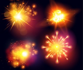Bright fireworks effects design background vector 01