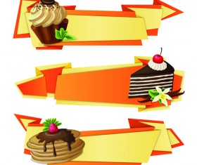 Cake with origami banner vector