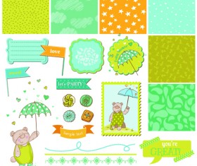 Cartoon baby shower cards design vector 01