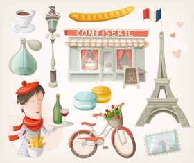 Cartoon travel objects set vector 01